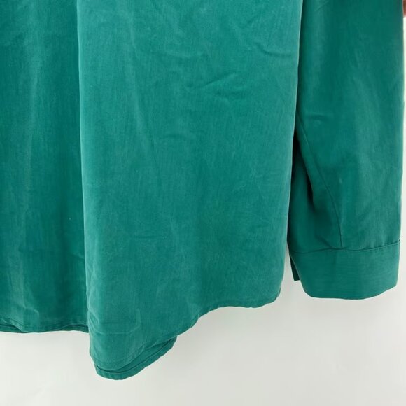 Chico's MEDIUM Green Brushed Matte lace Up Long Sleeve Blouse Top Shirt - Picture 5 of 7